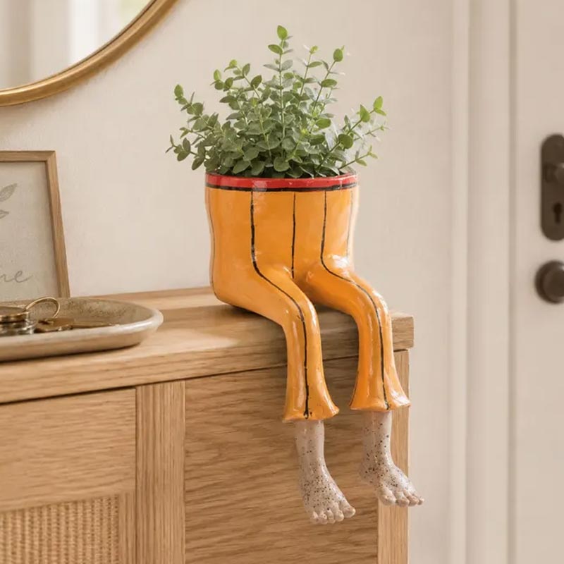 Pencil guy creative sitting legs planter for plants and home decor