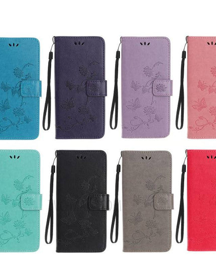 Imprint Butterfly Flower Leather Mobile Phone Case for iPhone - Libiyi