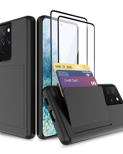 Armor Protective Card Holder Case for Samsung S21 Ultra(5G) With 2-Pack Screen Protectors - Libiyi
