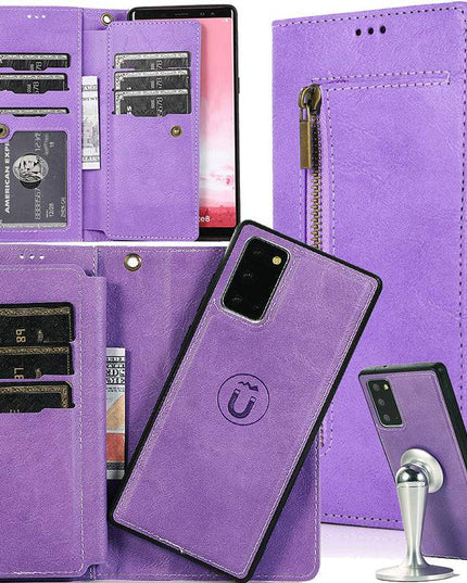 Detachable Flip Folio Zipper Purse Phone Case for Samsung Note Series - Libiyi