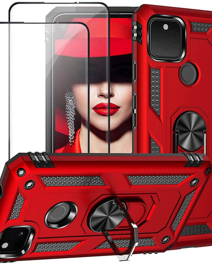 2022 Luxury Armor Ring Bracket Phone case For Google Pixel 5 With 2-Pack Screen Protectors - Libiyi