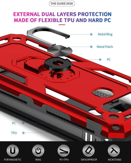 Luxury Armor Ring Bracket Phone Case For LG K51 With [2 Pack] Screen Protectors - Libiyi