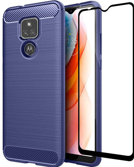 Luxury Carbon Fiber Case For Moto E7 With Screen Protector - Libiyi