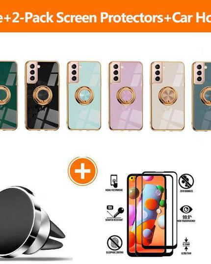 Shiny Plating Built-in Finger Ring Case For Samsung S21 Plus - Libiyi