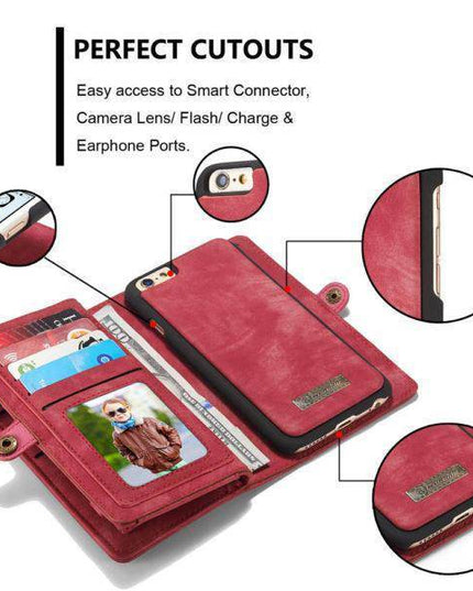 Zipper Wallet Magnetic Case Detachable 2 in 1 Cover For iPhone - Libiyi